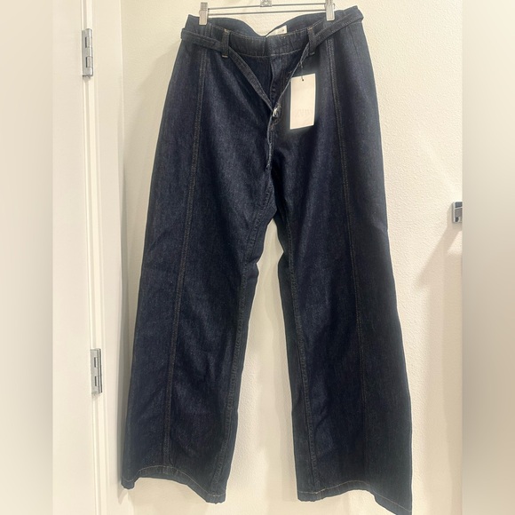 Zara NWT denim jeans . Wide leg with seam down legs. Cute style! - Picture 2 of 14